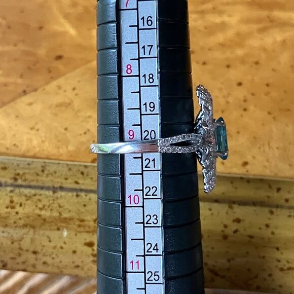 Natural Blue Apatite Sterling Silver Cocktail Ring Size 9 - Picture 8 of 9